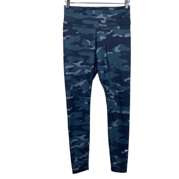 Nike Dri-Fit High Waist Leggings Womens Medium Camouflage Thunder Blue/ White‎ - Picture 1 of 15